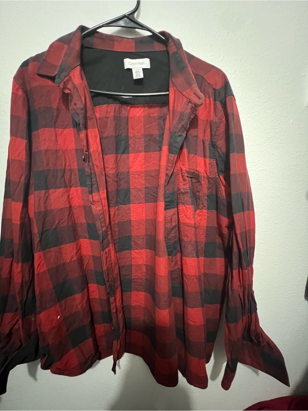 Calvin Klein Red and Black Plaid Shirt